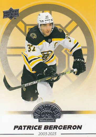 řadová karta PATRICE BERGERON 23-24 UD Boston Bruins Centennial číslo 89